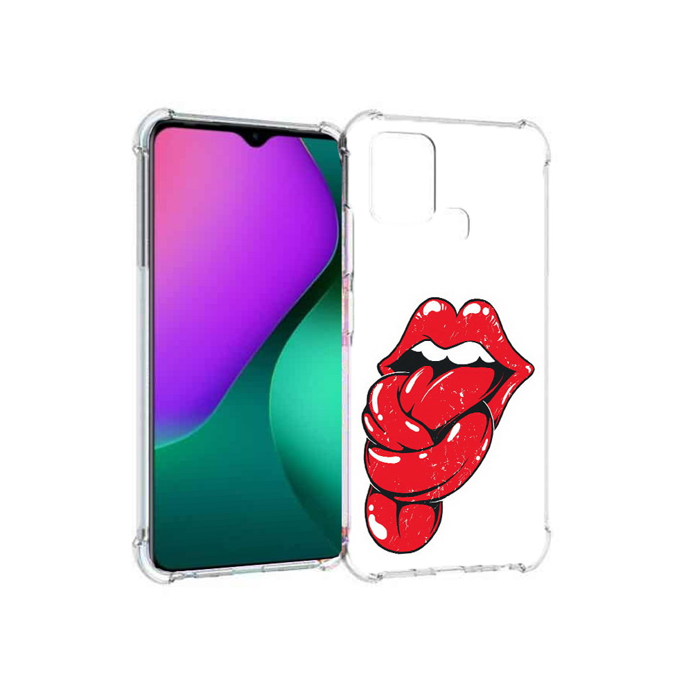

Чехол MyPads Tocco для Infinix Hot 10 Play яркие губы с языком, Прозрачный, Tocco