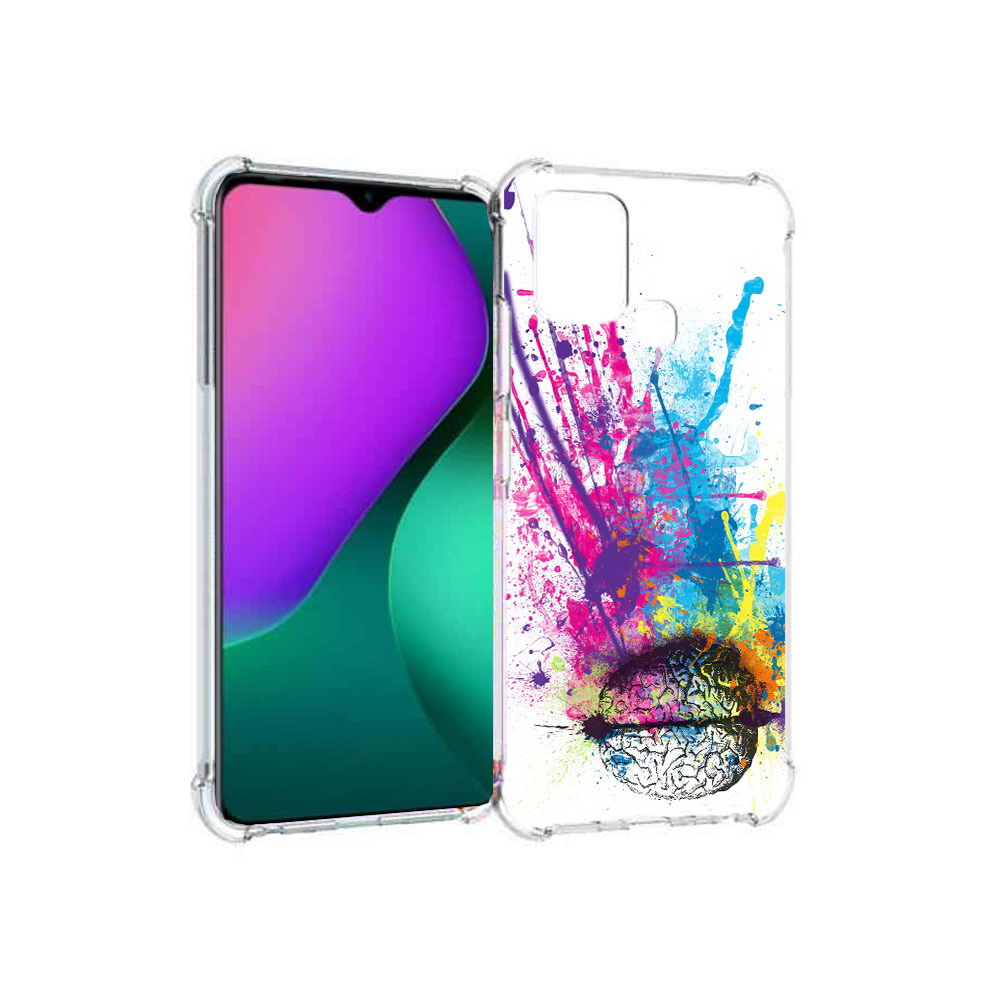 

Чехол MyPads Tocco для Infinix Hot 10 Play яркий красочный мозг, Прозрачный, Tocco