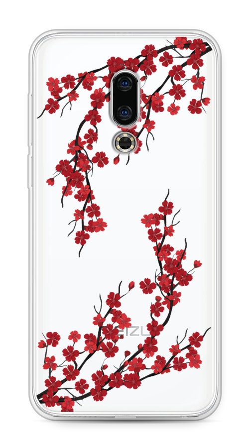 

Чехол на Meizu 16th "Красная сакура", Красный;черный, 72750-2