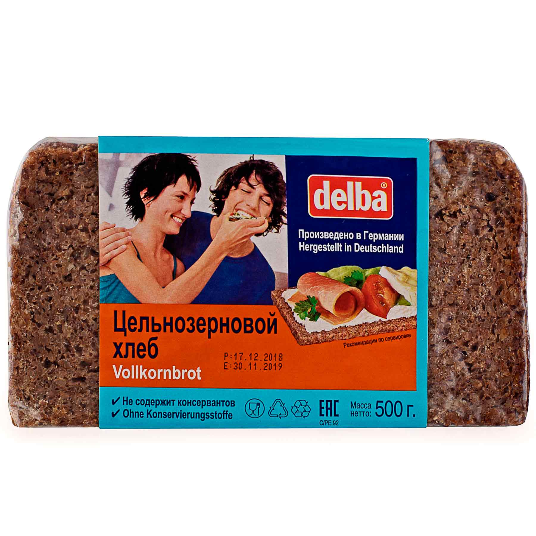 Хлеб черный Delba Цельнозерновой 500 г