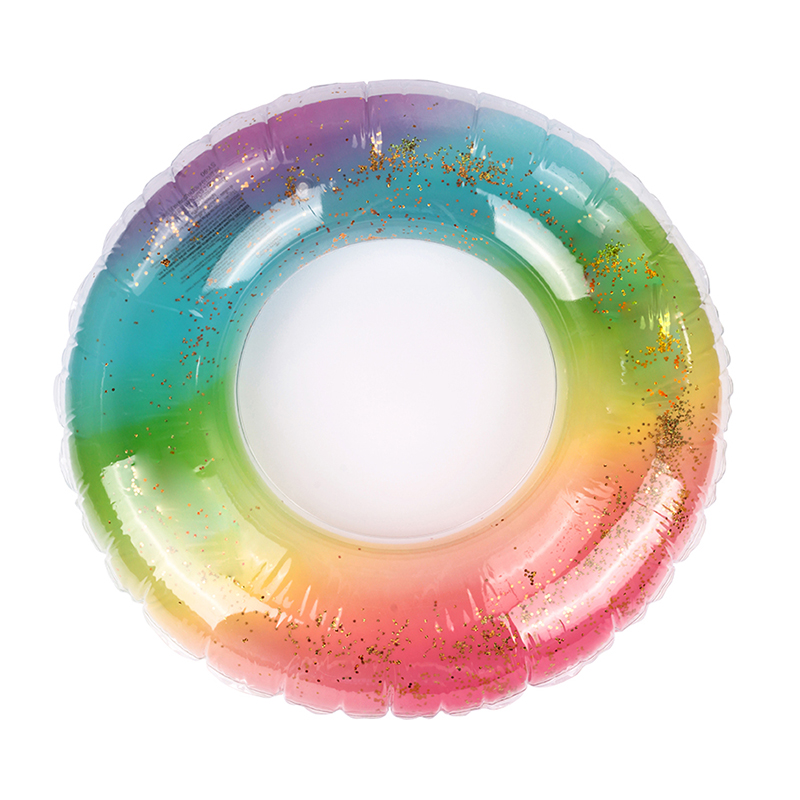 Надувной круг для плавания Радужный прозрачный с блестками Baziator BG0152 80 см круг для плавания 61 см прозрачный