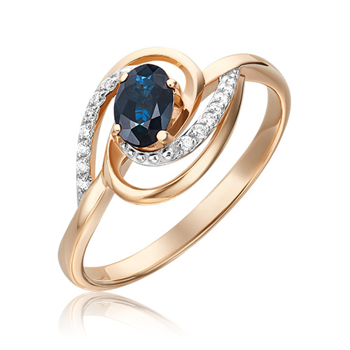 

Кольцо из золота р. 17 PLATINA jewelry 01-1490-00-105-1110-30, сапфир\бриллиант, 01-1490-00-105-1110-30