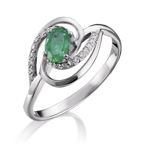 

Кольцо из золота р. , PLATINA jewelry 01-1490-00-106-1120-30, изумруд\бриллиант, 01-1490-00-106-1120-30