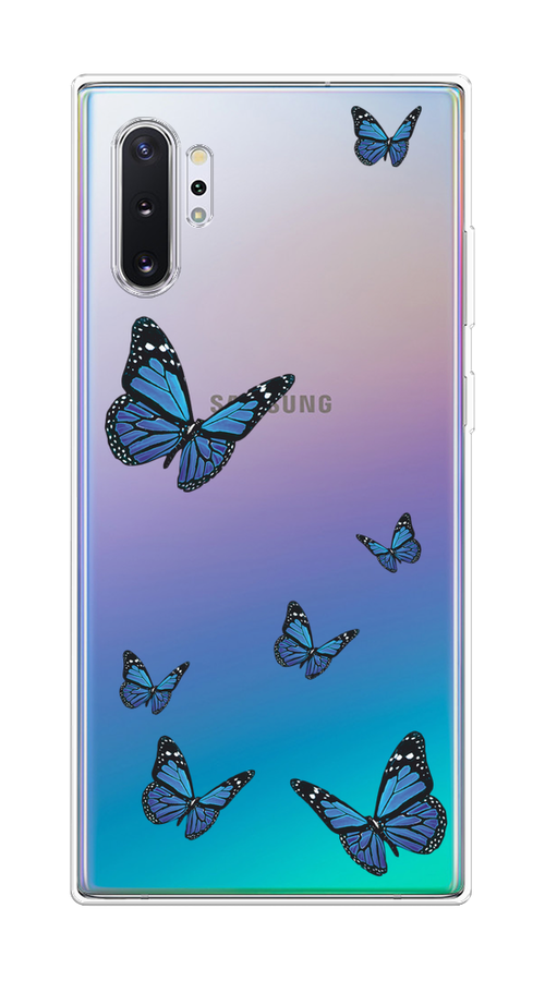 

Чехол на Samsung Galaxy Note 10 Plus "Blue butterflies", Синий;черный, 28550-1