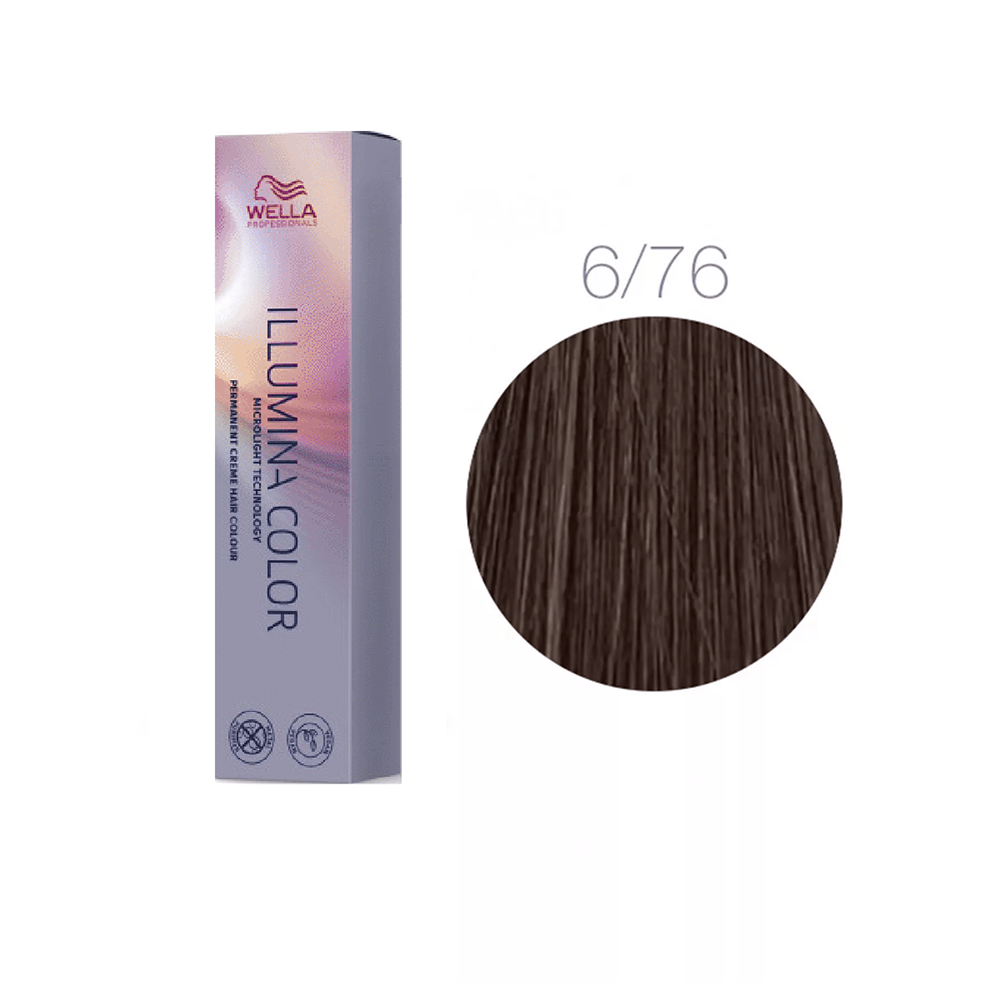 Стойкая крем-краска Wella Illumina Color 6/76 Темный блонд коричнево-фиолетовый 60мл