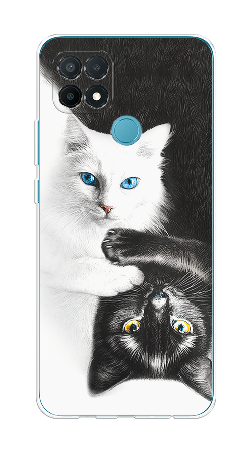 

Чехол на Oppo A15/A15s "Коты Инь-Янь", Черный;белый;голубой, 254750-1