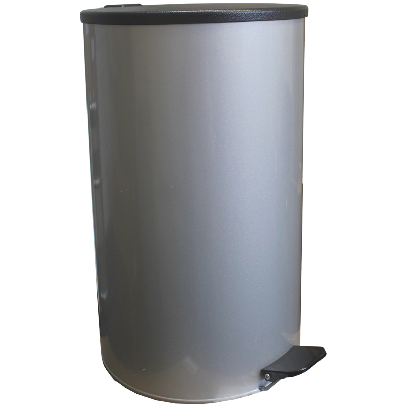 фото Ведро-контейнер для мусора (урна) титан, 40л, с педалью, круглое, металл, серый металлик nobrand