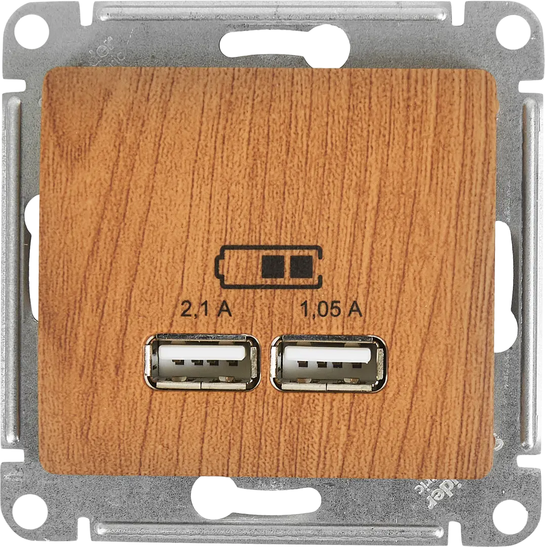 

Розетка USB встраиваемая Schneider Electric Glossa цвет дуб, Коричневый