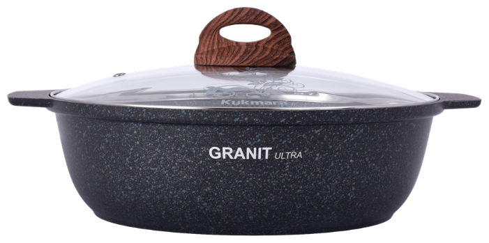 

КУКМАРА КМ-жгг31а "Granit ultra" (blue), Кастрюля-жаровня 3.0 л со стеклянной крышкой, Серый