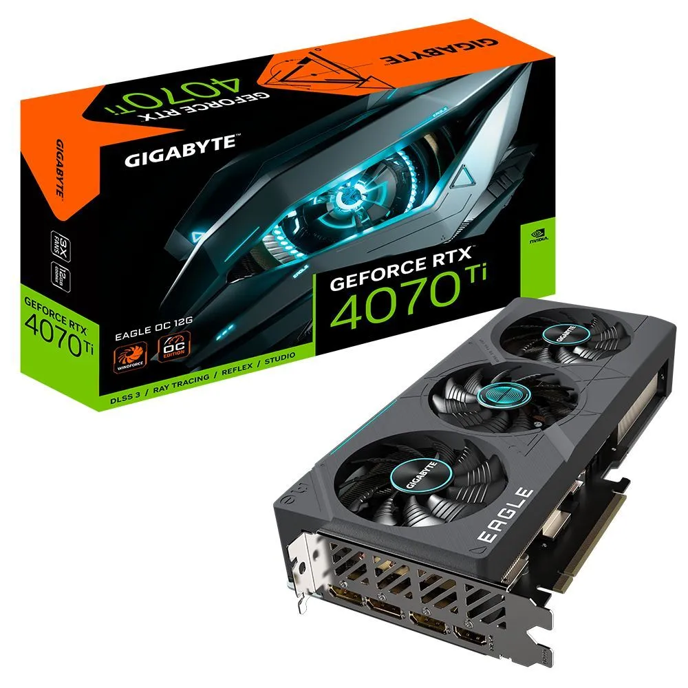 

Видеокарта GIGABYTE NVIDIA GeForce RTX 4070 Ti EAGLE OC (GV-N407TEAGLE OC-12GD), Черный, GeForce RTX 4070 Ti EAGLE OC