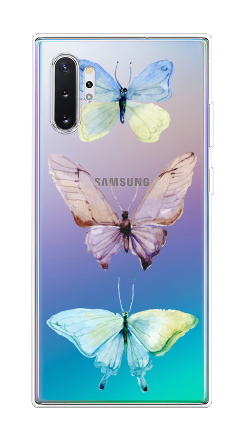 

Чехол на Samsung Galaxy Note 10 Plus "Акварельные бабочки", Бирюзовый;розовый, 28550-1
