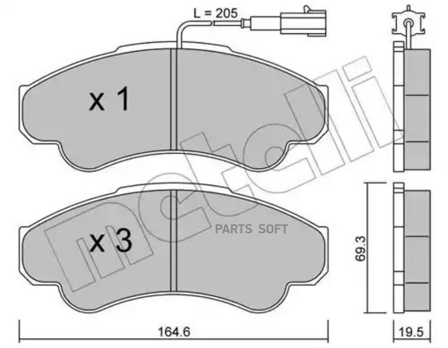 

Монтажный комплект тормозных колодок Metelli 2203260