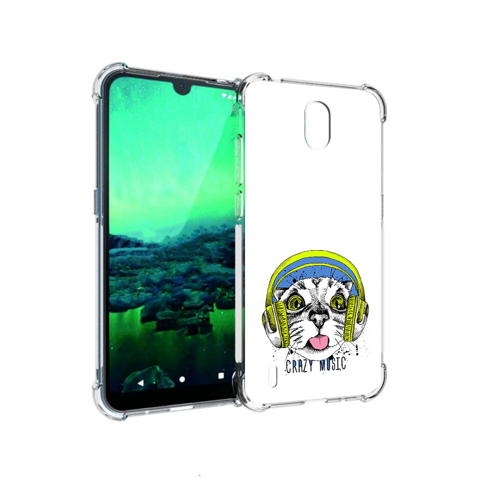 Чехол MyPads Tocco для Nokia 1.3 кошка в наушниках рисунок (PT227048.104.403)