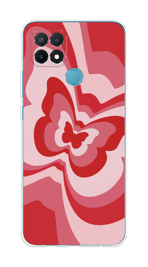 

Чехол на Oppo A15/A15s "Бабочка в стиле хиппи", Красный;розовый, 254750-1