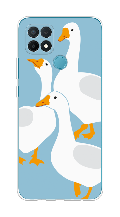 

Чехол на Oppo A15/A15s "Гусиное трио", Голубой;белый;серый;желтый, 254750-1