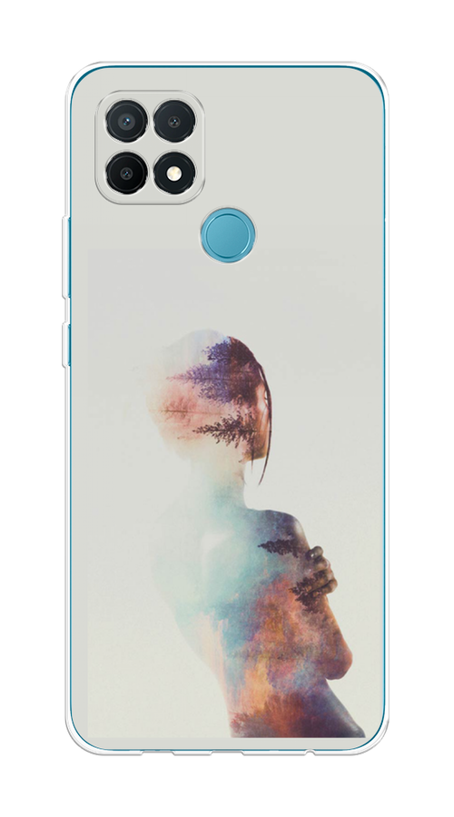 

Чехол на Oppo A15/A15s "Девушка-лес", Розовый;голубой;серый, 254750-1