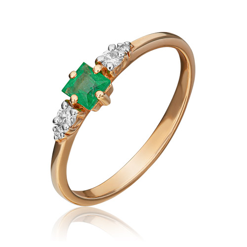 

Кольцо из золота р. 16 PLATINA jewelry 01-1507-00-106-1110-30, изумруд\бриллиант, 01-1507-00-106-1110-30