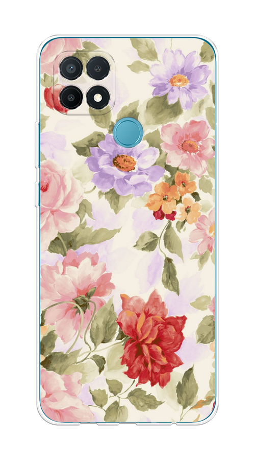 

Чехол на Oppo A15/A15s "Акварельные пионы", Розовый;бежевый, 254750-1