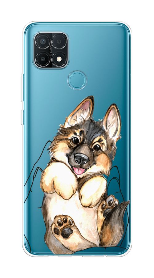 

Чехол на Oppo A15/A15s "Овчарка в ладошках", Серый;бежевый;белый, 254750-1