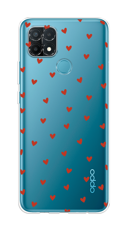 

Чехол на Oppo A15/A15s "Red hearts", Красный;прозрачный, 254750-1