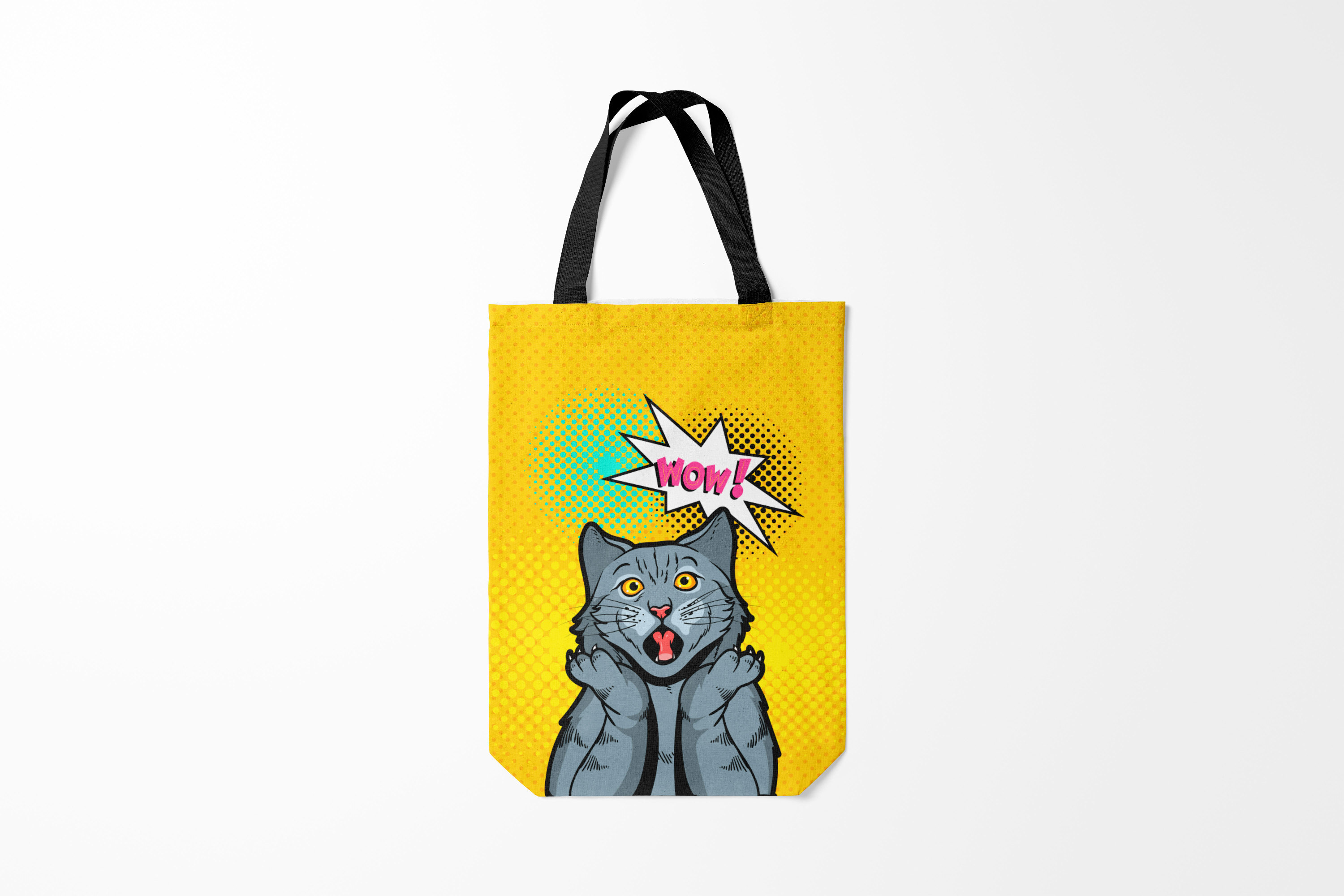 

Сумка шoппер унисекс Burnettie Pop Art Cat Wow, желтый, Pop Art Cat Wow