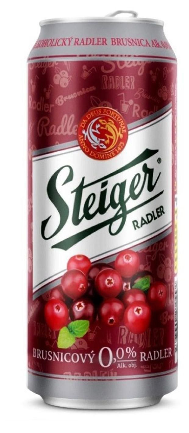 Безалкогольное пиво Steiger Radler Svetla брусника темное фильтрованное 500 мл