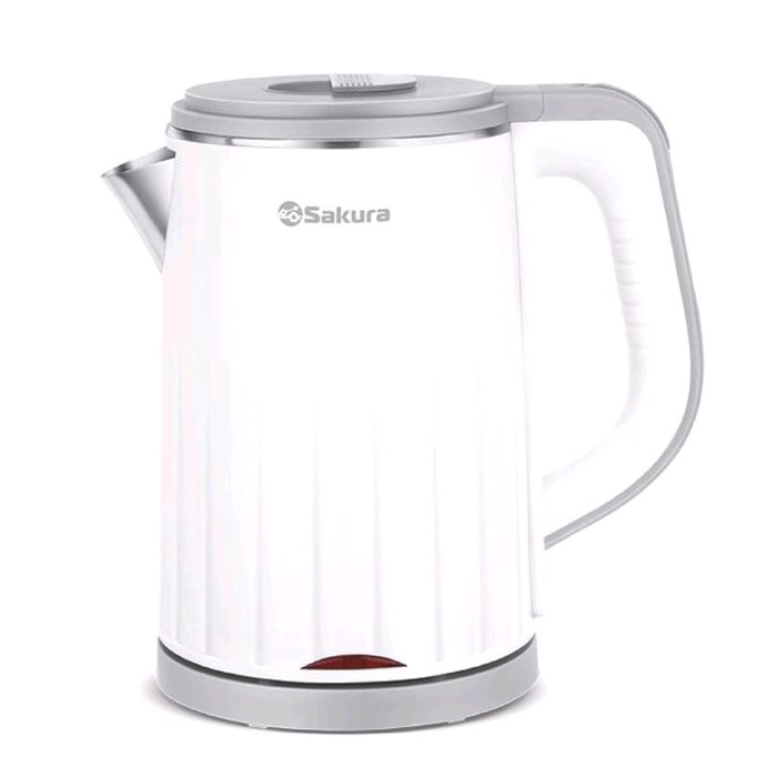 

Чайник электрический Sakura SA-2155WG, пластик, колба металл, 1.2 л, 1500-1800 Вт, белый, Белый;серый