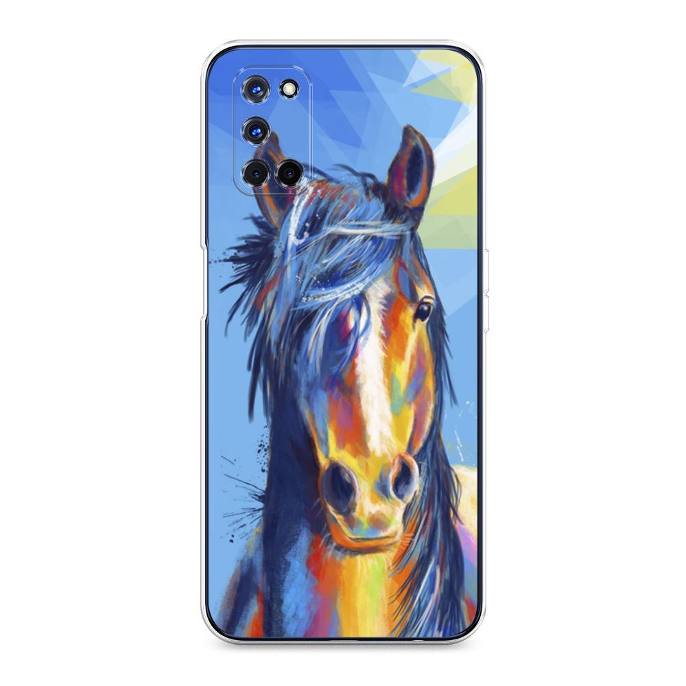 

Чехол на Oppo A52 "Лошадь арт 3", Голубой;желтый;синий, 253150-1