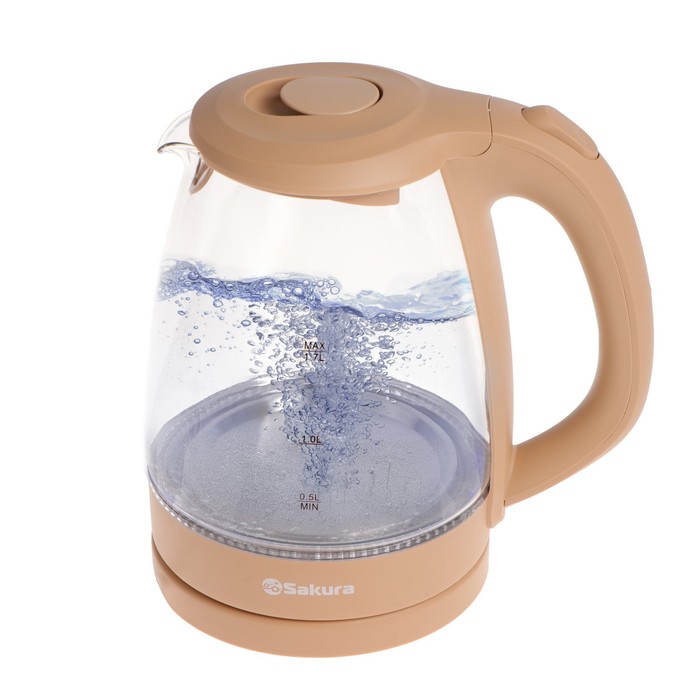 

Чайник электрический Sakura SA-2733BG, стекло, 1.7 л, 2200 Вт, бежевый