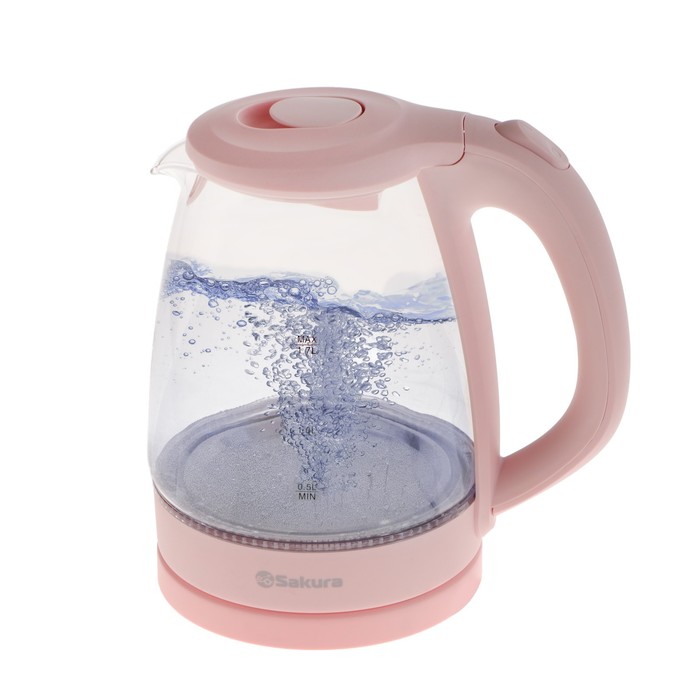 

Чайник электрический Sakura SA-2733BG, стекло, 1.7 л, 2200 Вт, розовый