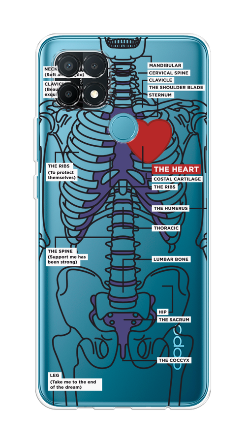 

Чехол на Oppo A15/A15s "Скелет человека", Прозрачный;синий;красный, 254750-1