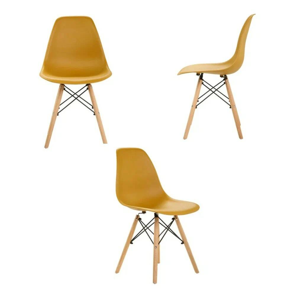 Комплект стульев 3 шт. LEON GROUP для кухни в стиле EAMES DSW, горчичный