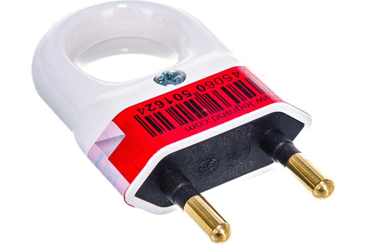 

Вилка Legrand 2К 6А белая 50162, Белый