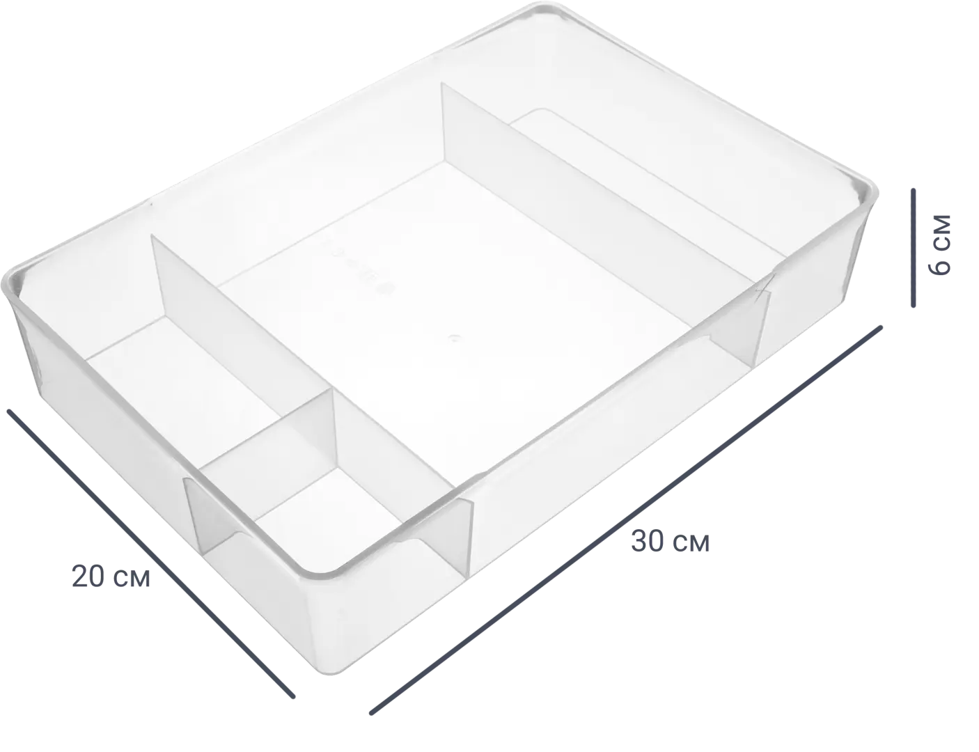 

Лоток 30x20x6 см пластик без крышки цвет прозрачный