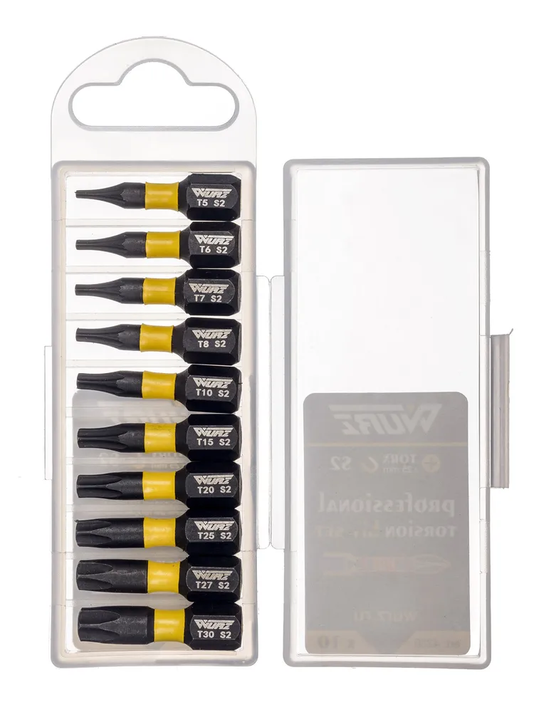Набор торсионных намагниченных бит WURZ TORX 25мм S2 10 предметов