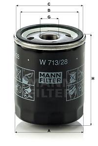 

Фильтр масляный двигателя MANN-FILTER W713/28, фильтр масляный двигателя W713/28