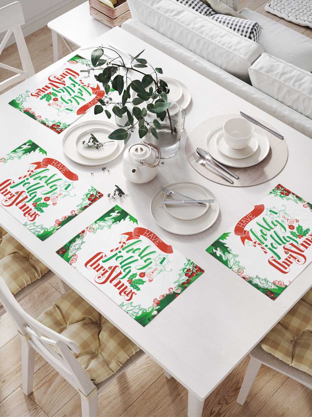 

Комплект салфеток JoyArty "Холли Джолли Рождество" для сервировки стола 32х46 см, 4шт, Зеленый