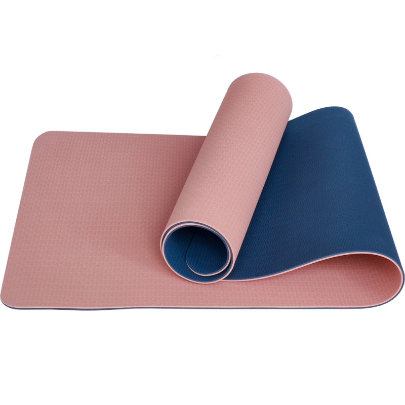 Коврик для йоги Спортекс E33587 розовый/синий 183 см, 6 мм