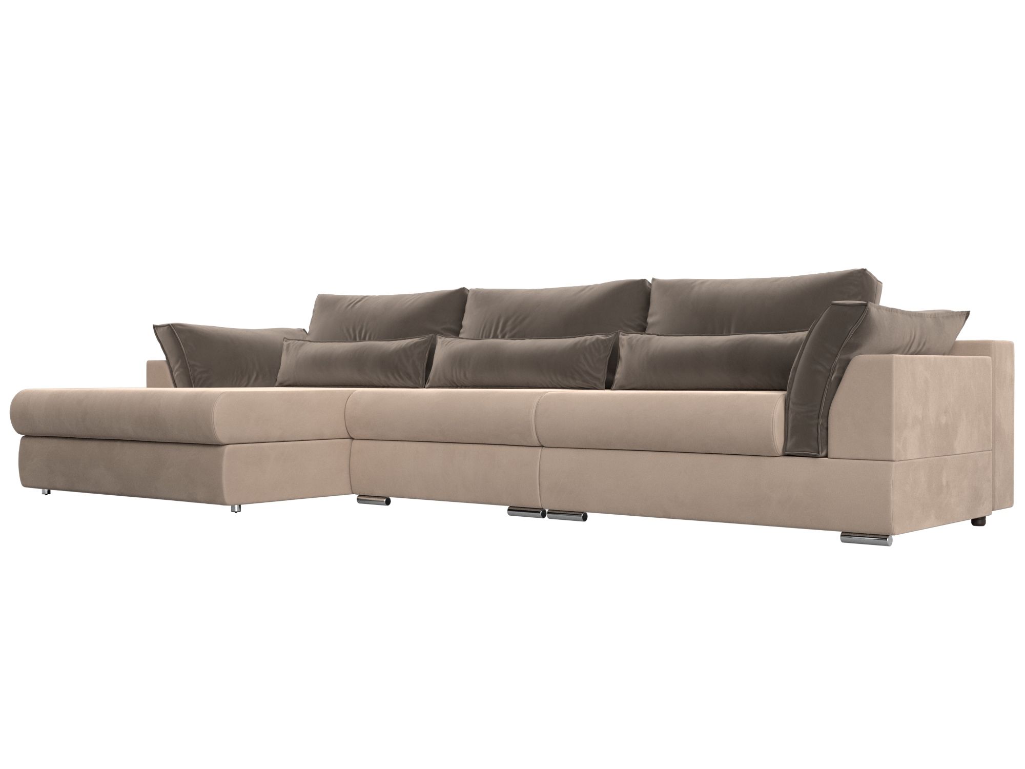 

Угловой диван Пекин Long левый велюр бежевый/коричневый, Угловой диван Пекин Long угол левый