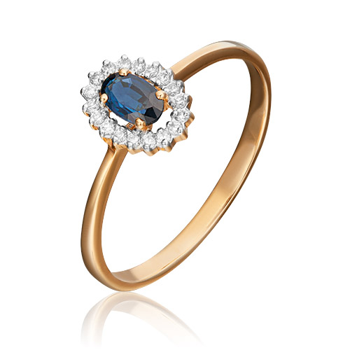 

Кольцо из золота р. 17,5 PLATINA jewelry 01-1509-00-105-1110-30, сапфир\бриллиант, 01-1509-00-105-1110-30