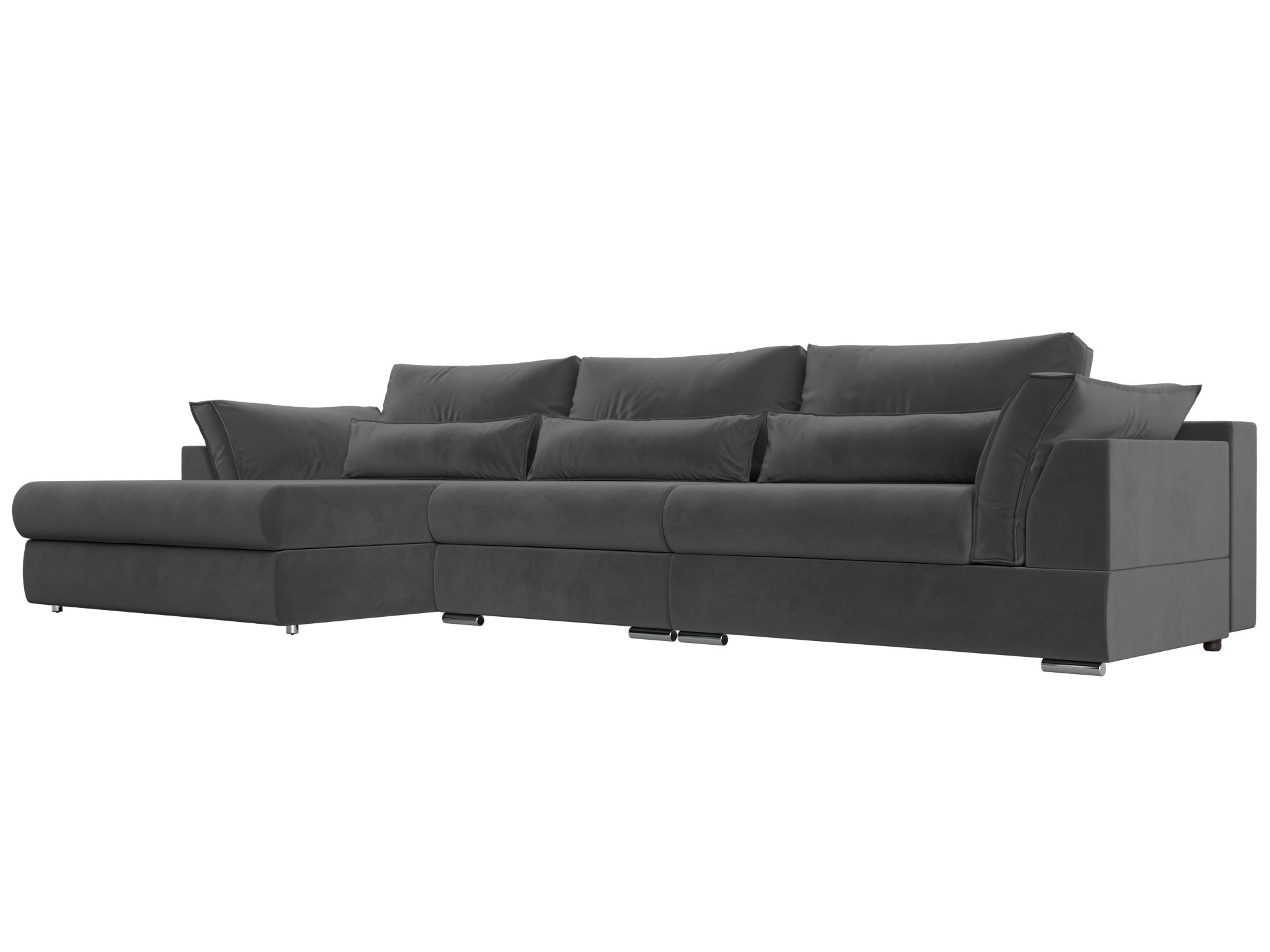 

Угловой диван Пекин Long левый велюр серый, Угловой диван Пекин Long угол левый