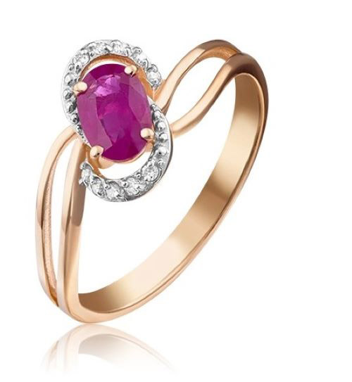 

Кольцо из золота р. 17,5 PLATINA jewelry 01-1513-00-107-1110-30, рубин\бриллиант, 01-1513-00-107-1110-30