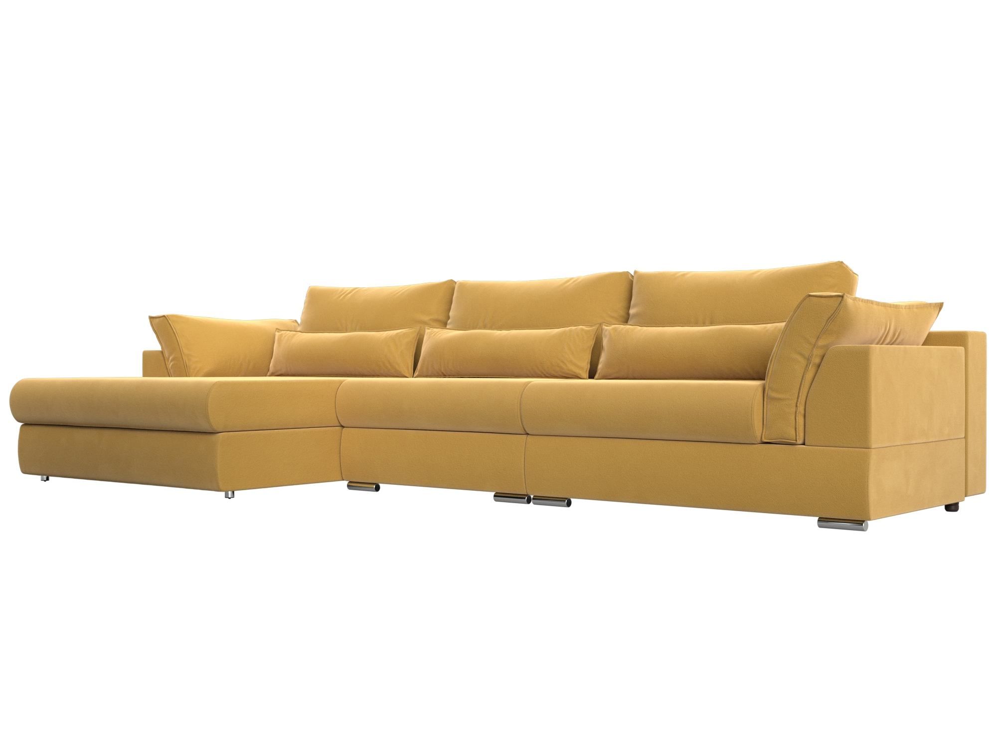 

Угловой диван Пекин Long левый микровельвет желтый, Угловой диван Пекин Long угол левый