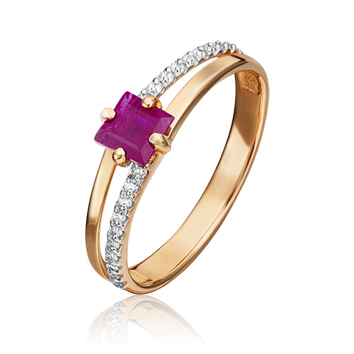 

Кольцо из золота с рубином/бриллиантом р. 17 PLATINA jewelry 01-1515-00-107-1110-30, 01-1515-00-107-1110-30
