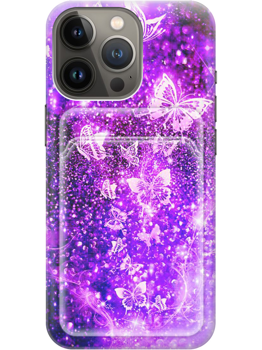 

Силиконовый чехол на Apple iPhone 14 Pro Max с рисунком "Фиолетовые бабочки", 20011978