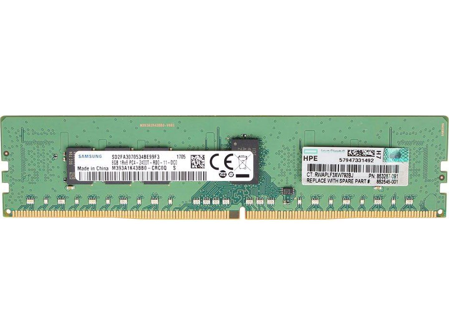 

Оперативная память HP 853287-091 (216021) DDR4 1x8Gb 400MHz, 853287-091