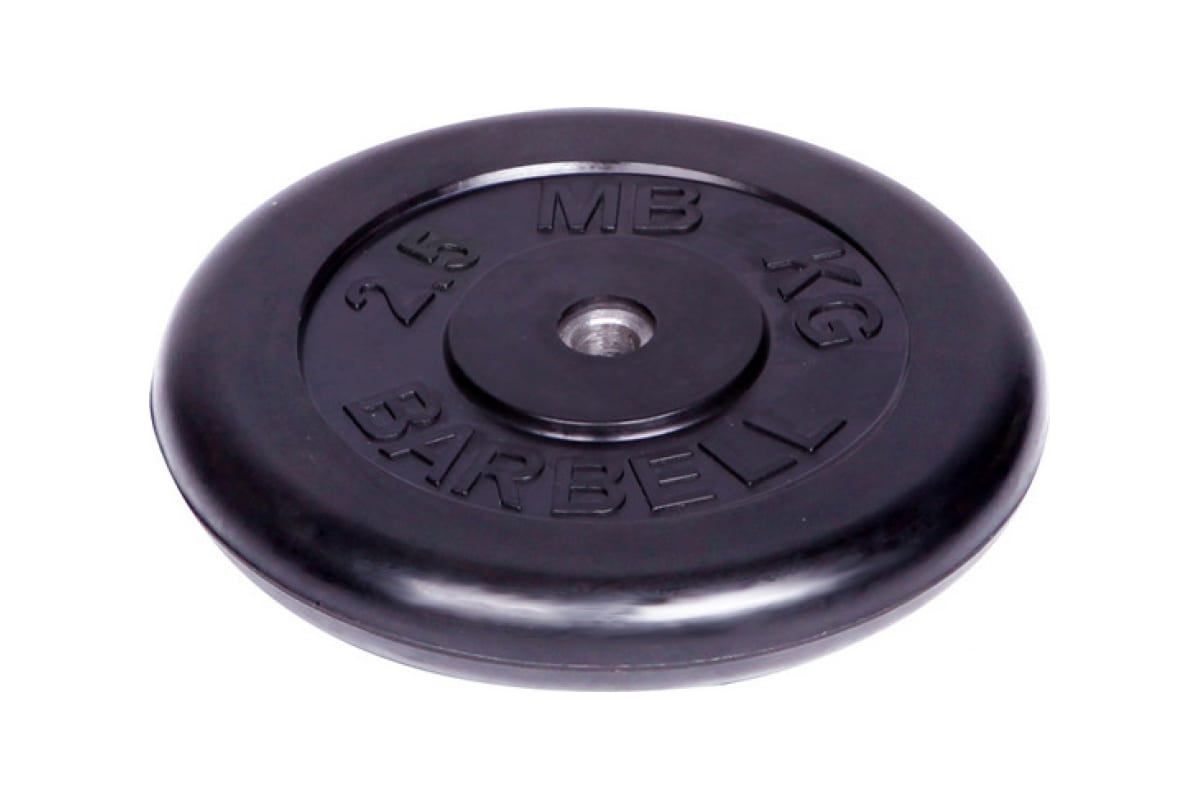 Обрезиненный диск Barbell d 26 мм, чёрный, 2.5 кг 412