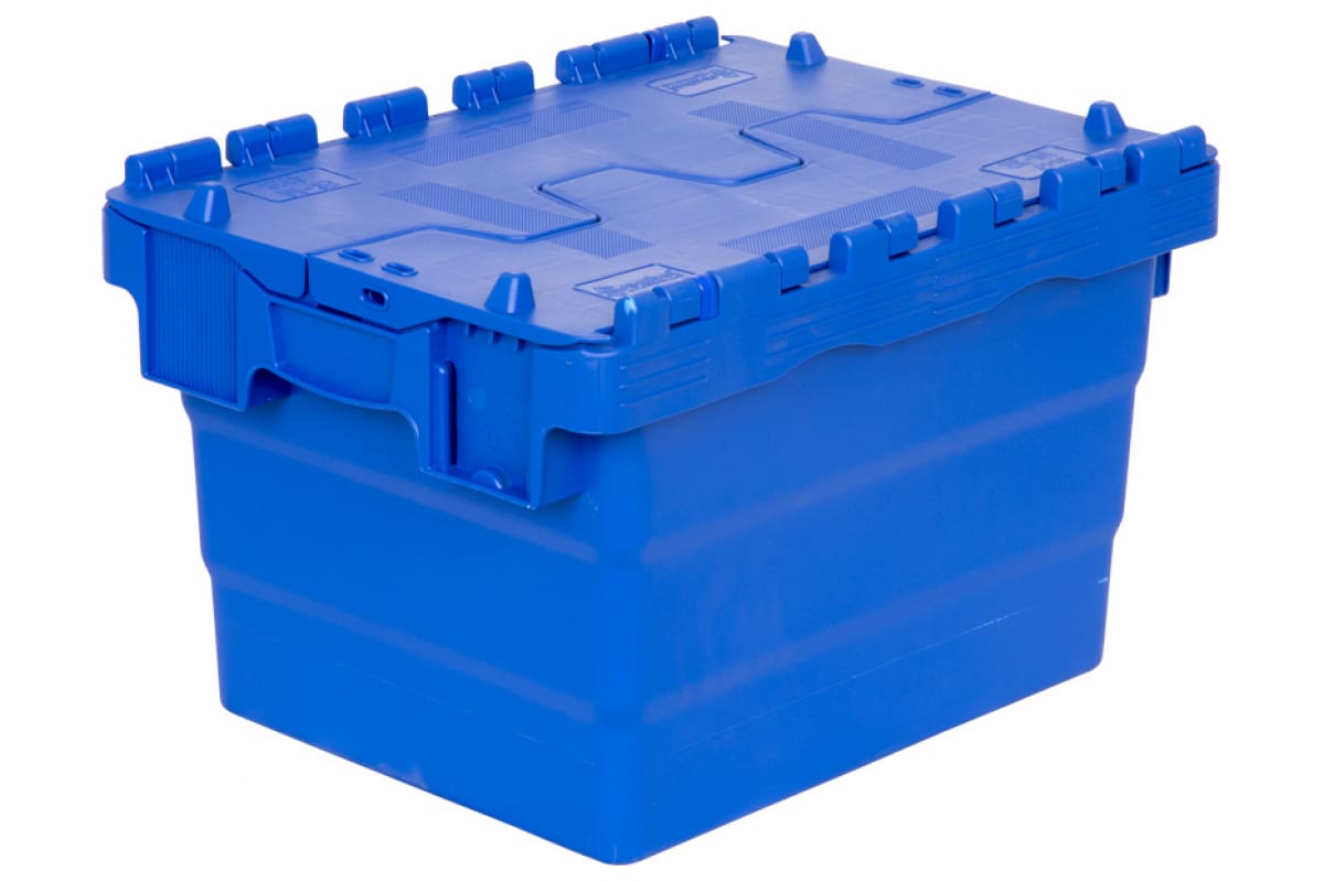 Ящик Sembol Plastik п/э 400x300x264 сплошной синий с крышкой 21815
