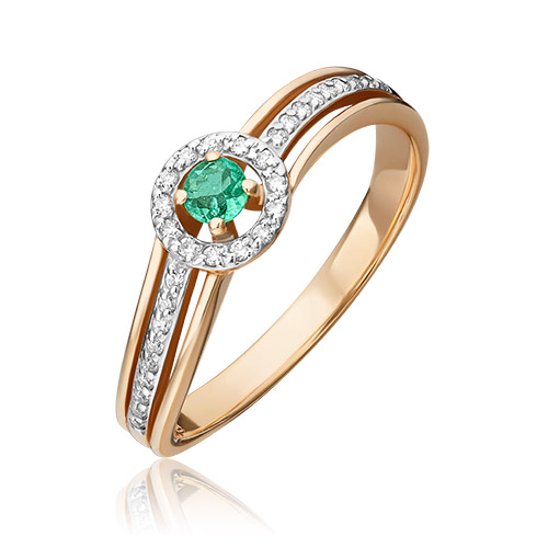 

Кольцо из золота р. 18 PLATINA jewelry 01-1518-00-106-1110-30, изумруд\бриллиант, 01-1518-00-106-1110-30