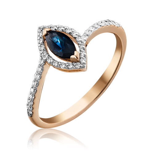 

Кольцо из золота р. 17 PLATINA jewelry 01-1519-00-105-1110-30, сапфир\бриллиант, 01-1519-00-105-1110-30